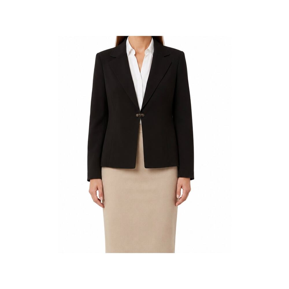Tahari Blazer Womens Size 16 Black Hong Kong Single Button Tailored Classic